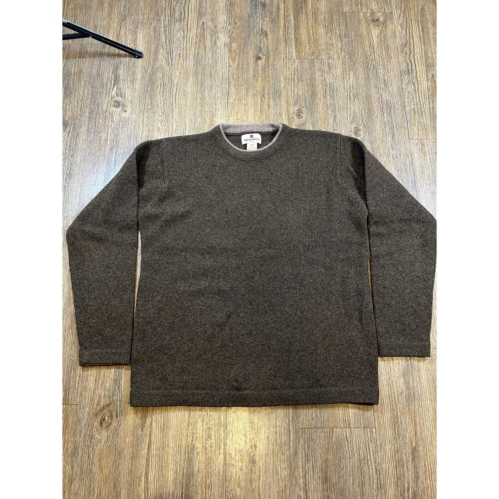 Woolrich Men’s M Dark Wood Heather Wool Blend Crewneck Sweater